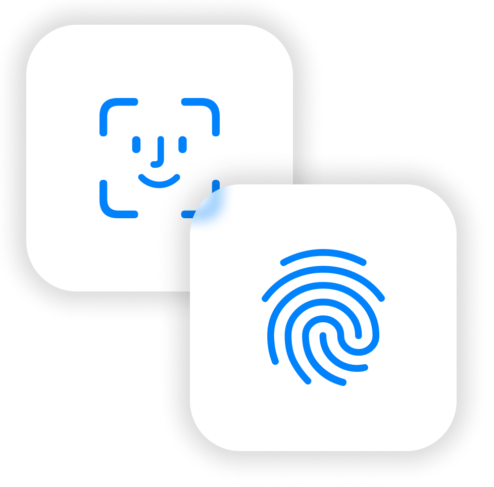 iphone face id and android fingerprint id icons